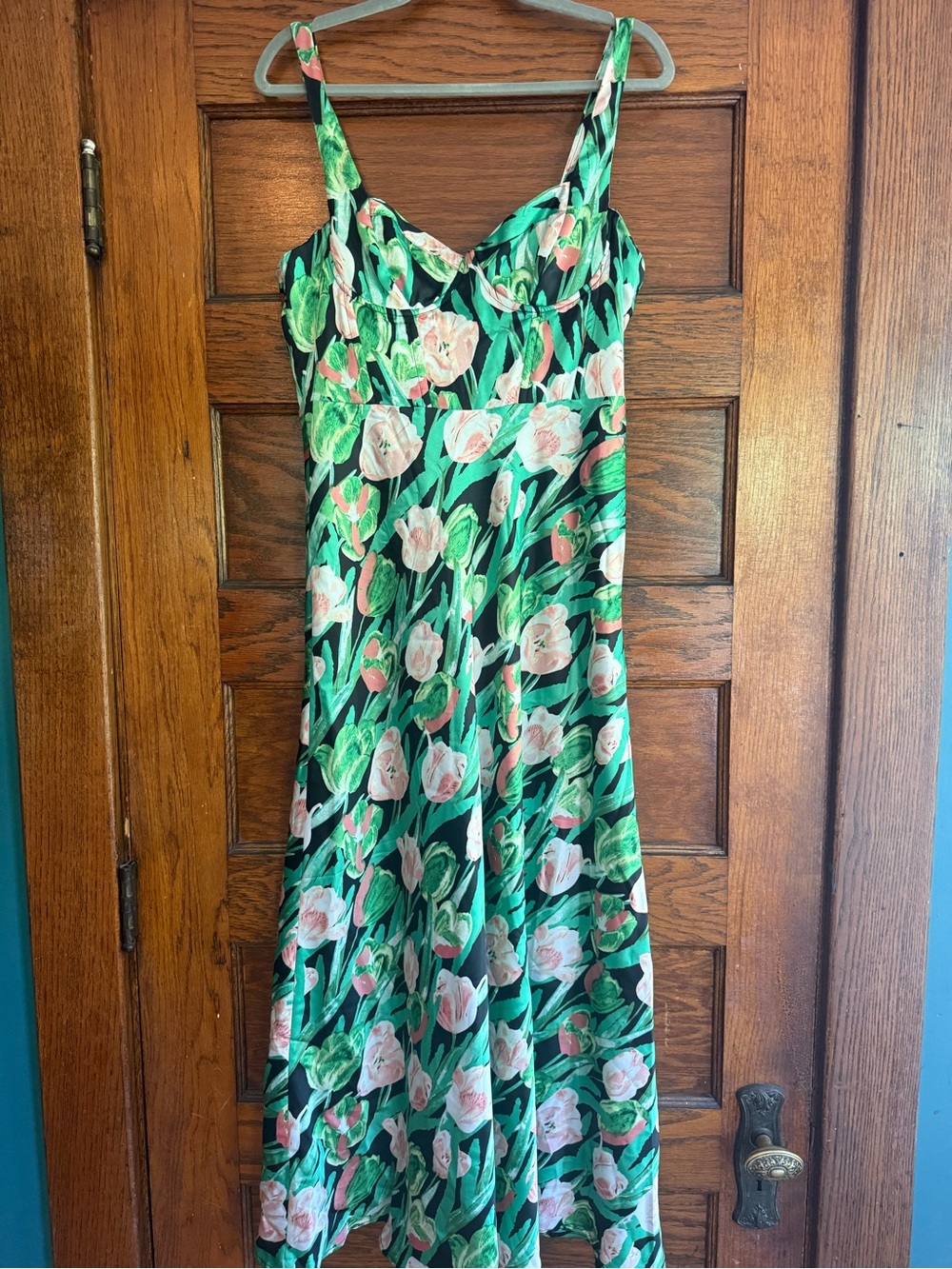 NWT ASTR Floral Corset Dress Satin Long Midi Length Wedding Guest Summer US L - Picture 4 of 15
